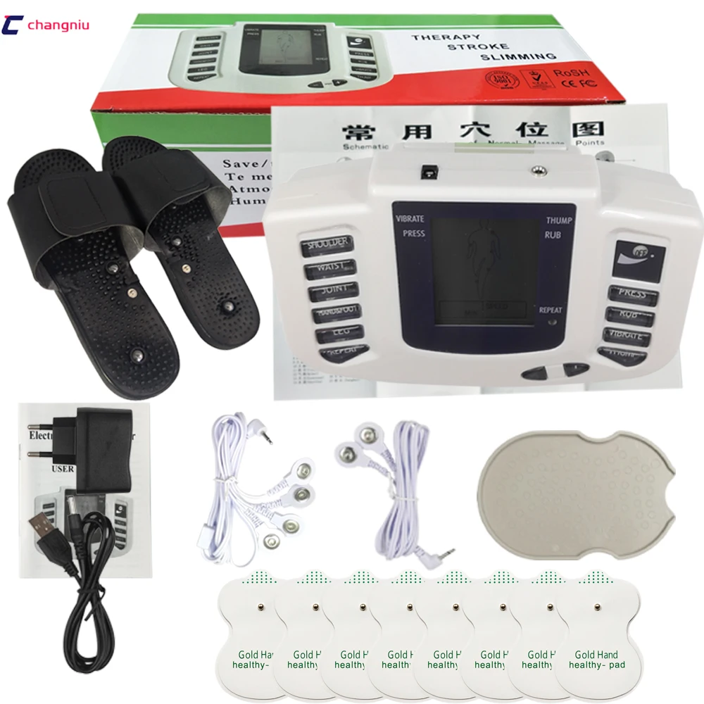 

JR-309 Hot new Electrical Stimulator Full Body Relax Muscle Therapy Massager,Pulse tens Acupuncture with therapy slipper+ 8 pads