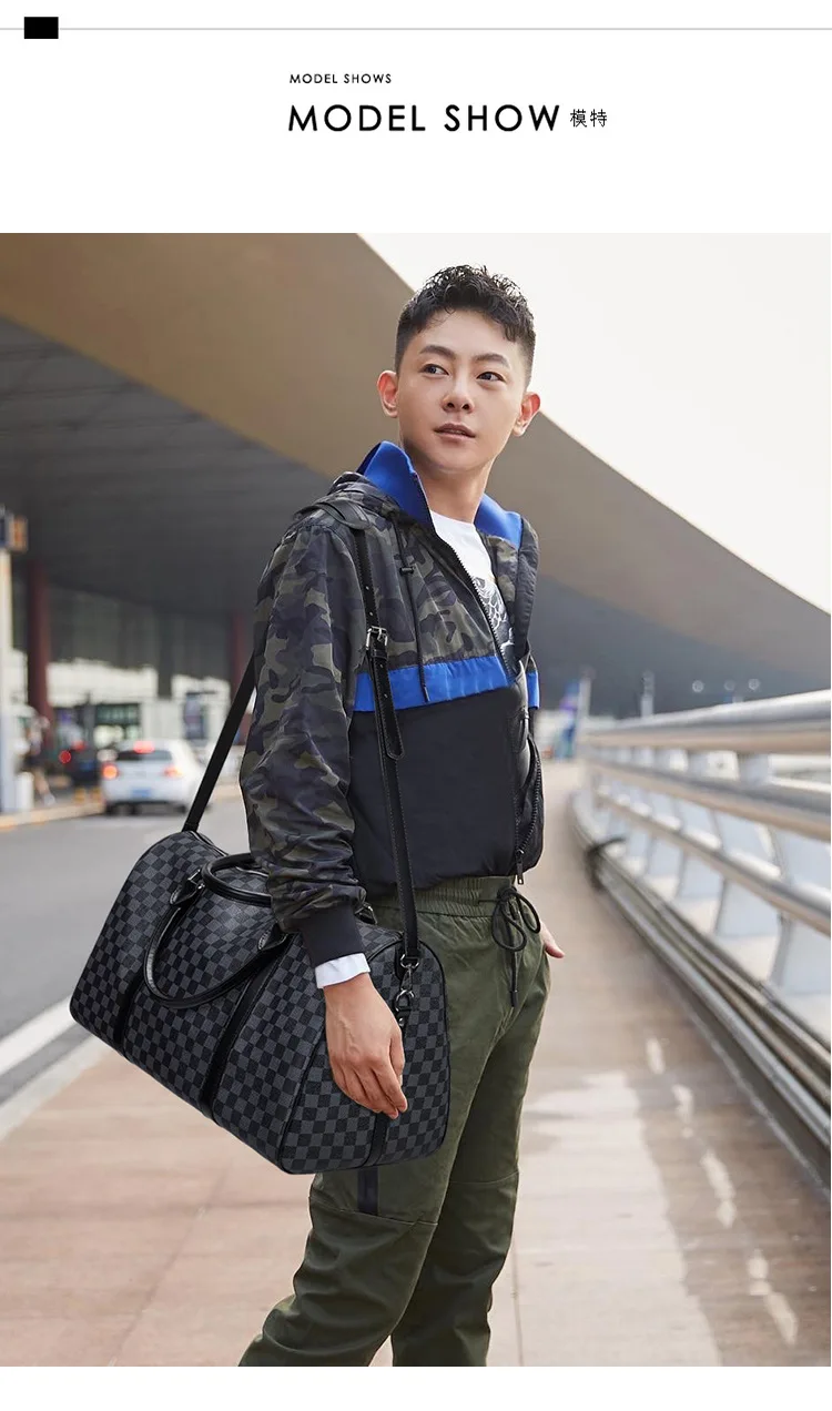 

Fashion Travel Bag Men Women Classic PU Leather luggage bag female portable large capacity lightweight travel fitness bag