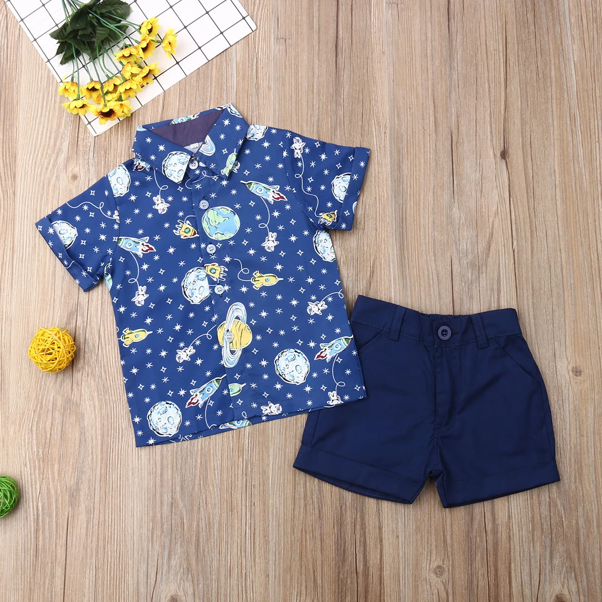 

Pudcoco Summer Toddler Baby Boy Clothes The Firmament Print Short Sleeve Shirt Tops Short Pants 2Pcs Outfits Gentleman Clothes