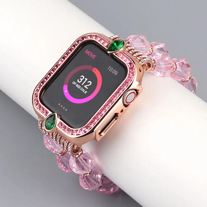 

Bling Crystal Bumper For Apple Watch Cover 44mm 40mm Diamond Full Protect Metal Shell For iWatch Series 6 SE 5 4 Case Fhx-16bk