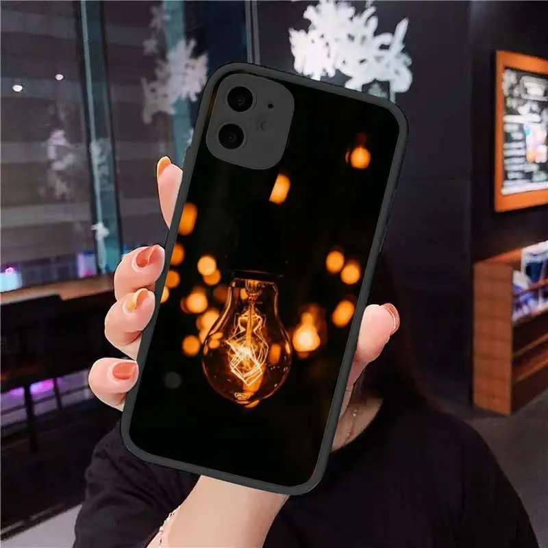 

Warm light bulb ningt Phone Cases Matte Transparent for iPhone 7 8 11 12 s mini pro X XS XR MAX Plus Soft Silicone shell funda