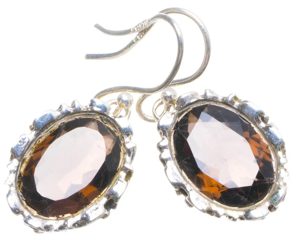 Серьги из серебра 925 пробы ручной работы с натуральным дымчатым кварцем 1 25 дюйма