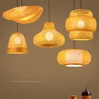 Подвесные светильники ручной работы из бамбука, современные декоративные осветительные приборы для дома в ресторане, гостинице, светодиодная лампа в комплекте