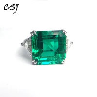 csj fine jewelry custom made lab grown emerald ring for diy jewelry 14k gold au585 mossanite gem ring for women party gift