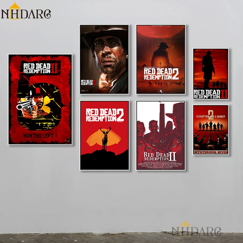 Фотообои Red Redemption 2 видеоигра художественная живопись на холсте Постер для