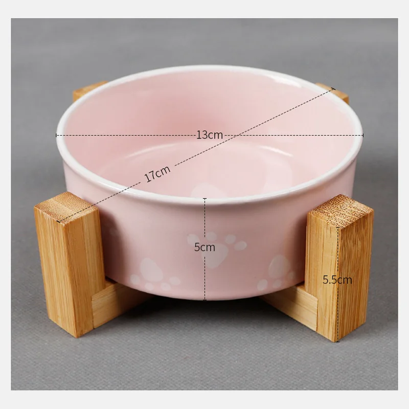 Нескользящие миски для кошек керамические с твердой деревянной подставкой