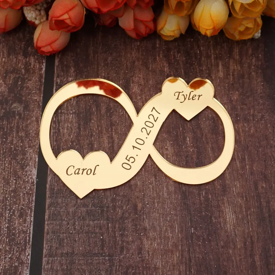 30 шт. на заказ 10 см символ бесконечности акриловые зеркальные бирки Мемориальный