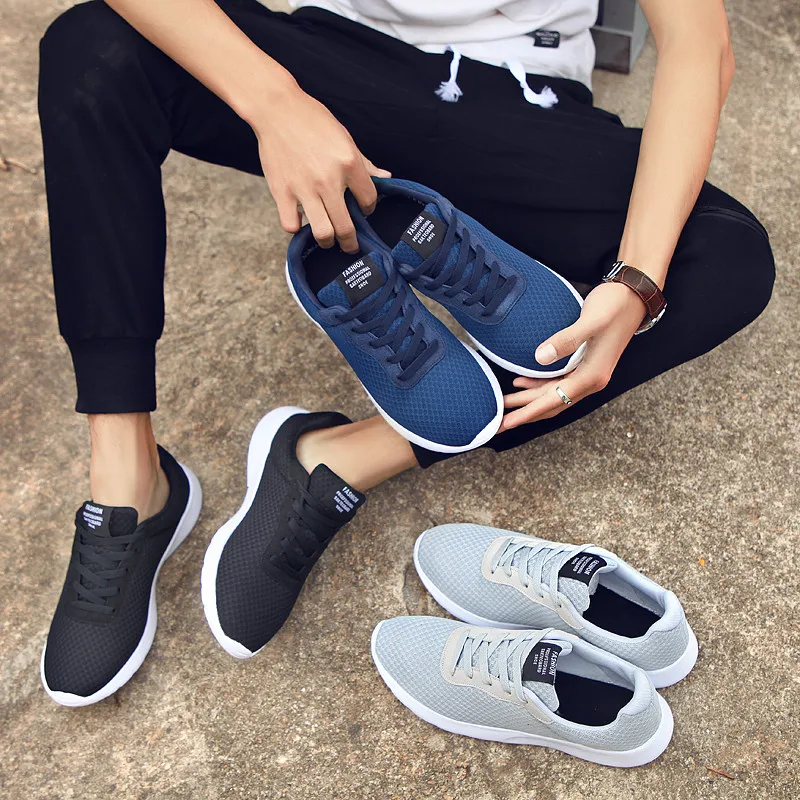

Summer Large Sizes Couple Shoes Breathable Mesh Round Toe Lace-up Men's Fashion Sneakers Sports Casual Shoes Running Shoes