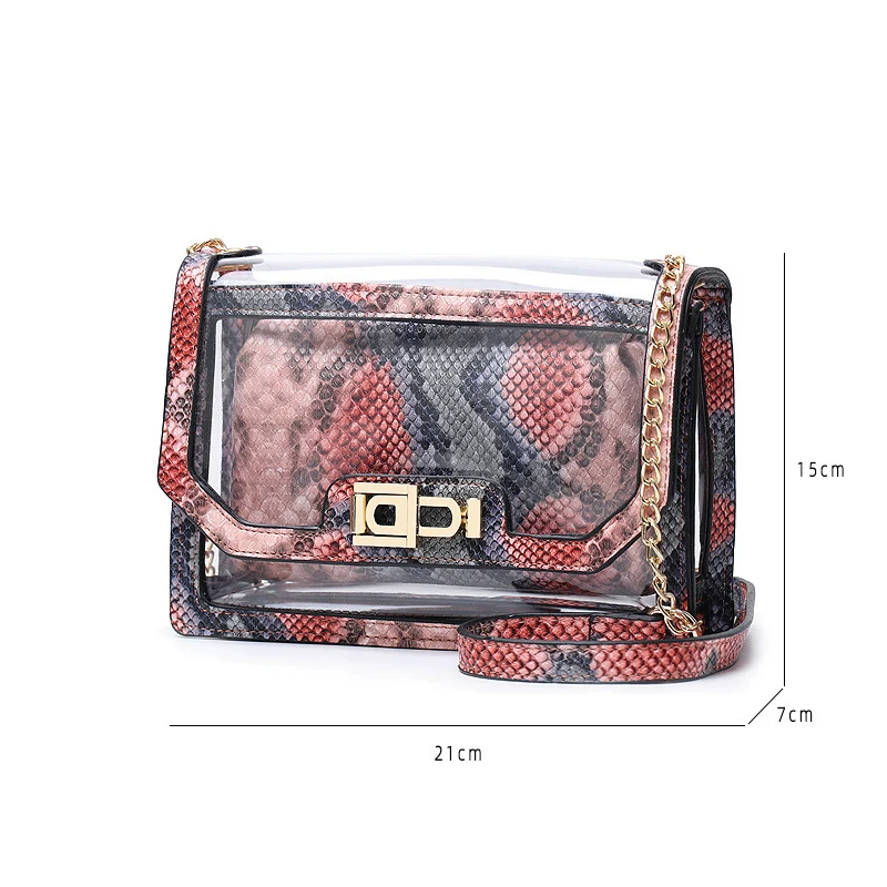 

2020 Summer Ladies Shoulder Bag Fashion Snake Print Messenger Bag Multifunctional Transparent Combination Bag Travel Storage Bag