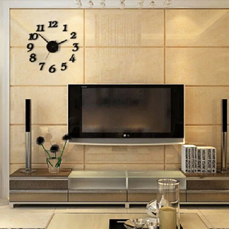 DIY настенные часы для украшения дома с большим зеркалом современный дизайн