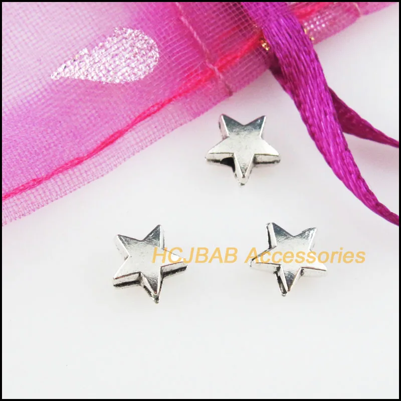Модные 120 шт Тибетский серебристый цвет крошечное гладкое звезда подвески бусины