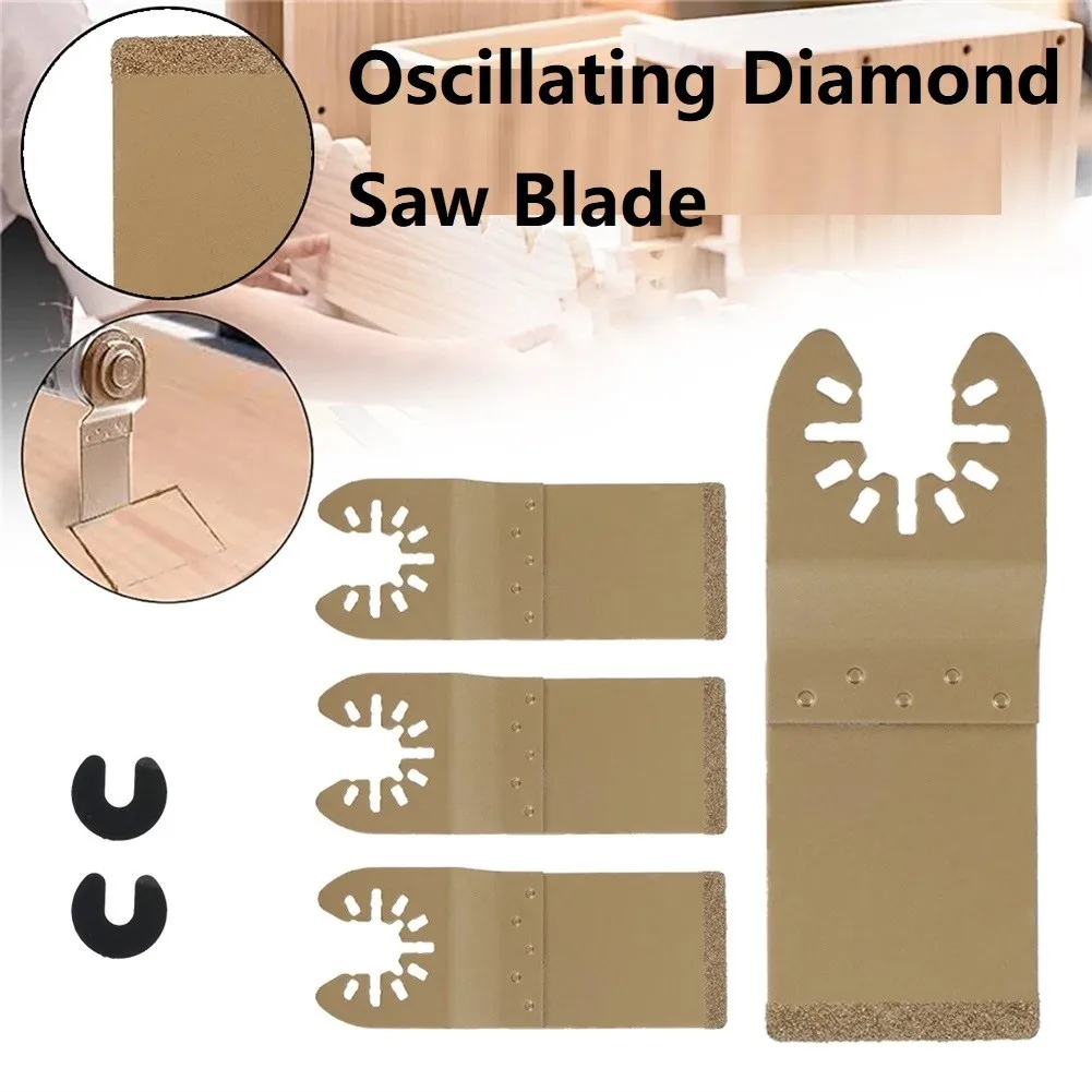 4Pcs 9*3.5CM Universal Oscillating Diamond Saw Blade Quick Release Multi Tool With 2PC Adapter Multi-tool