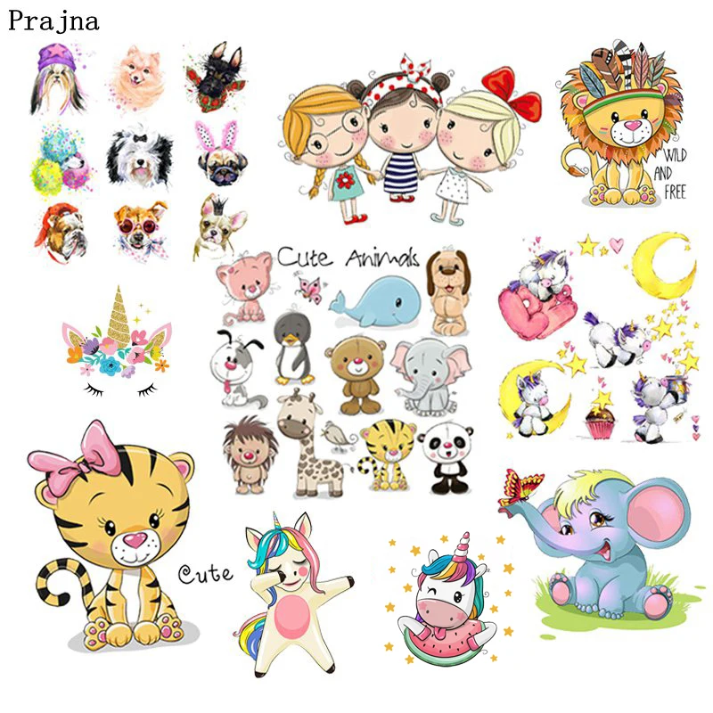 Prajna с единорогом животные теплопередача мультфильм Лев тигр железо на пластыри