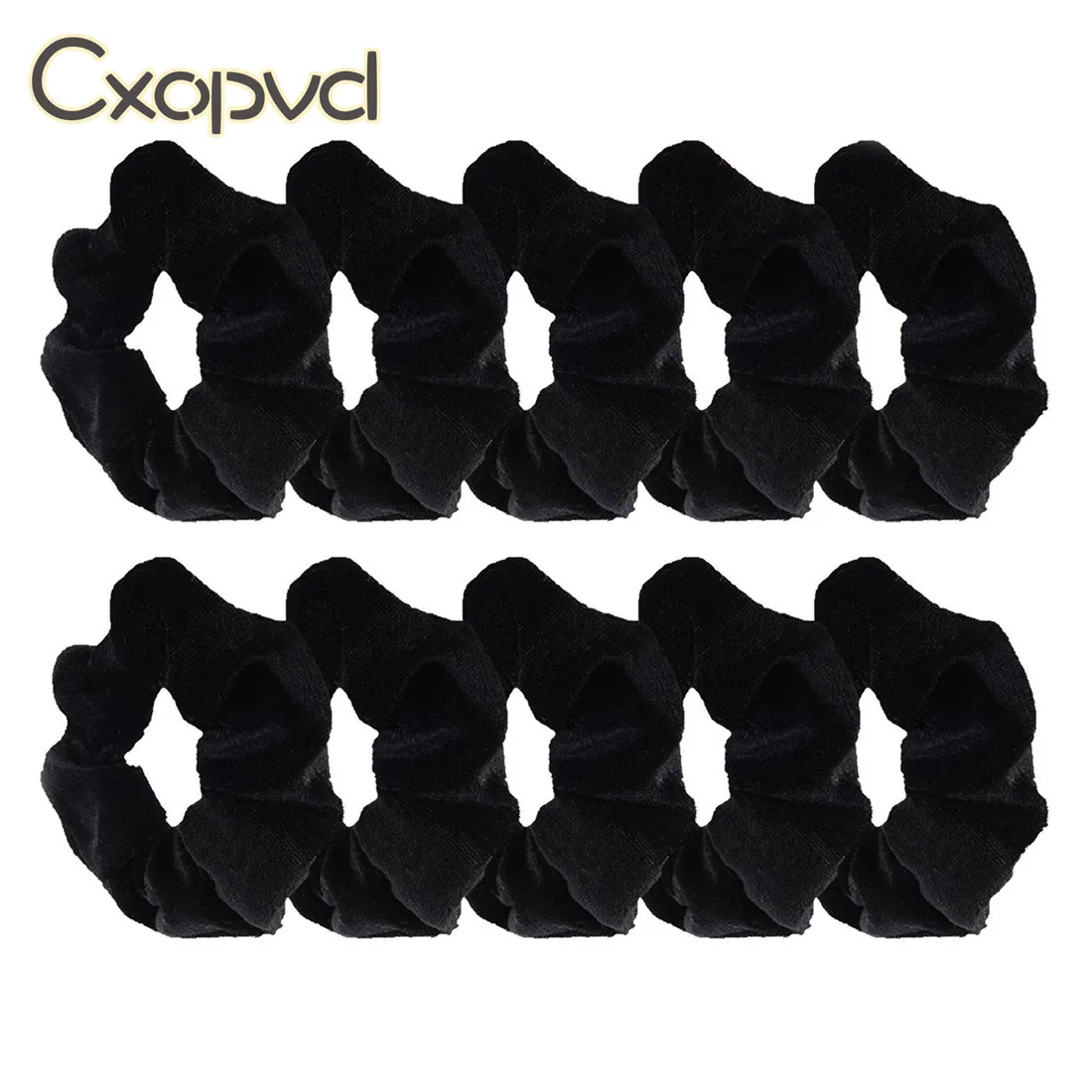 

10 Pack Black Velvet Scrunchie Hair Elastics Hair Bobbles Hair Bands