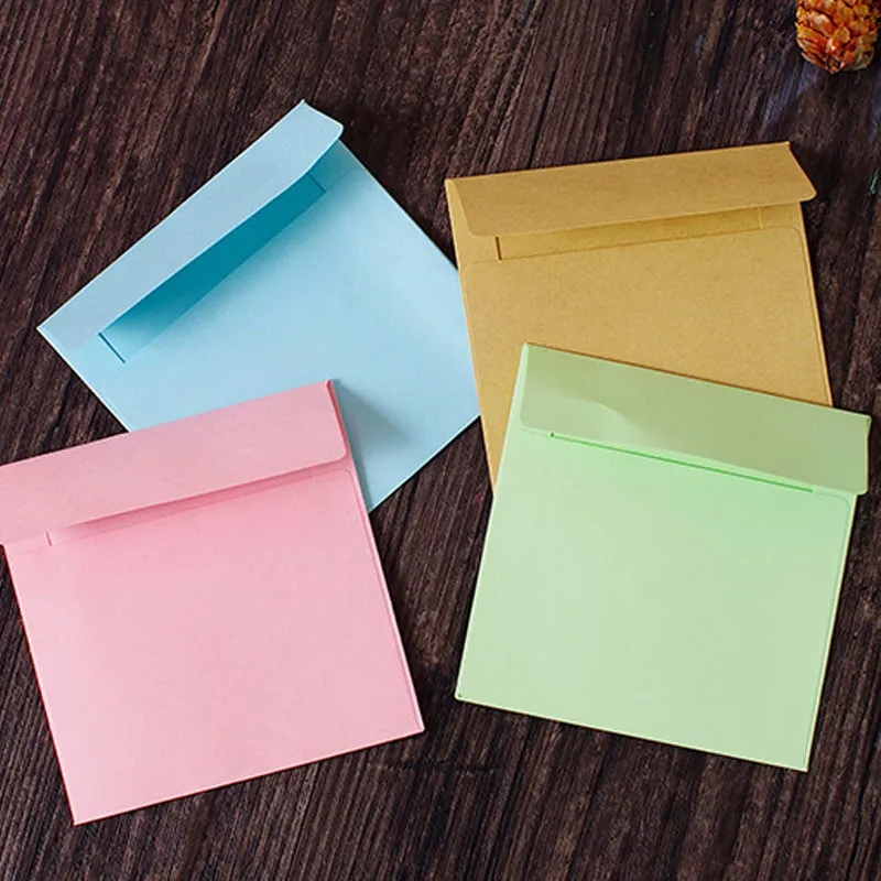 

10PCS square rainbow color candy Envelope colorful Tool Greeting Card for letters love stripe DIY Gift 10cm