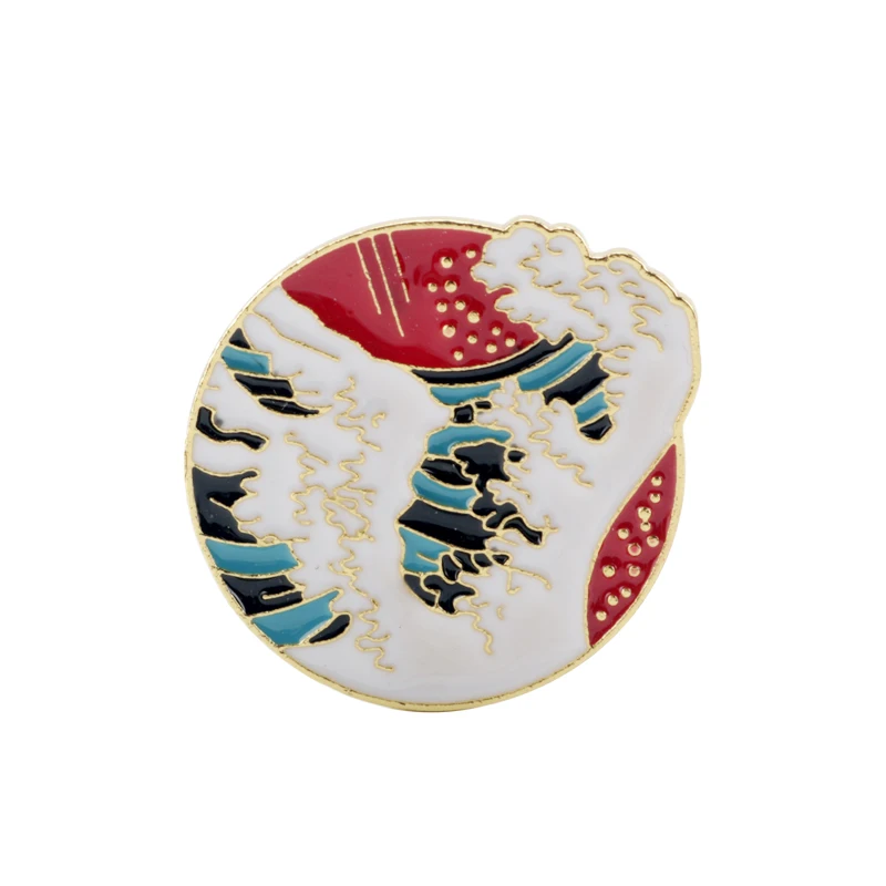 Модная брошь в форме волны цунами рубашки Нагрудный значок опт эмалированная