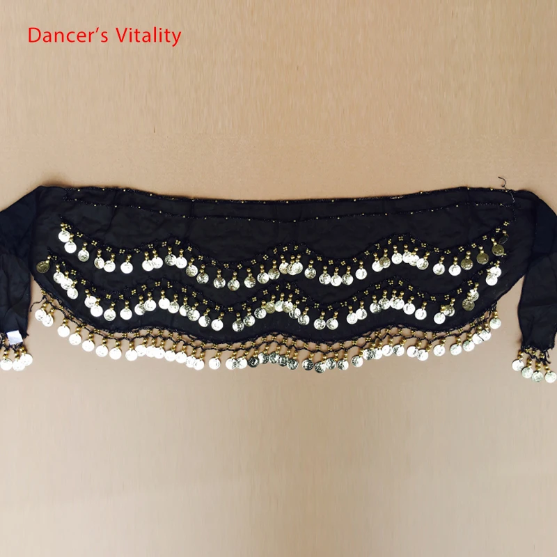 Belly Dance Belt Costumes Sequins Tassel Belly Dance Hip Scarf for Women Belly Dancing Belts Indain Wavy Line Coin Dance Belt