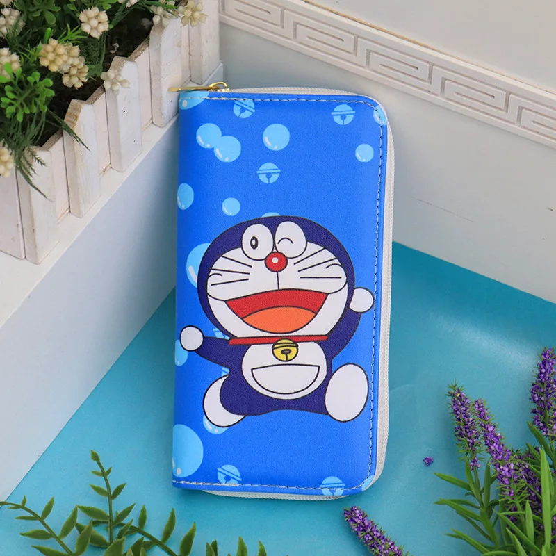 

KANDRA Cute Cartoon Zipper Wallet Coin Purse for Women Pu Leather Doraemon Long Wallets Girls Card Holder Mini Bag Gift
