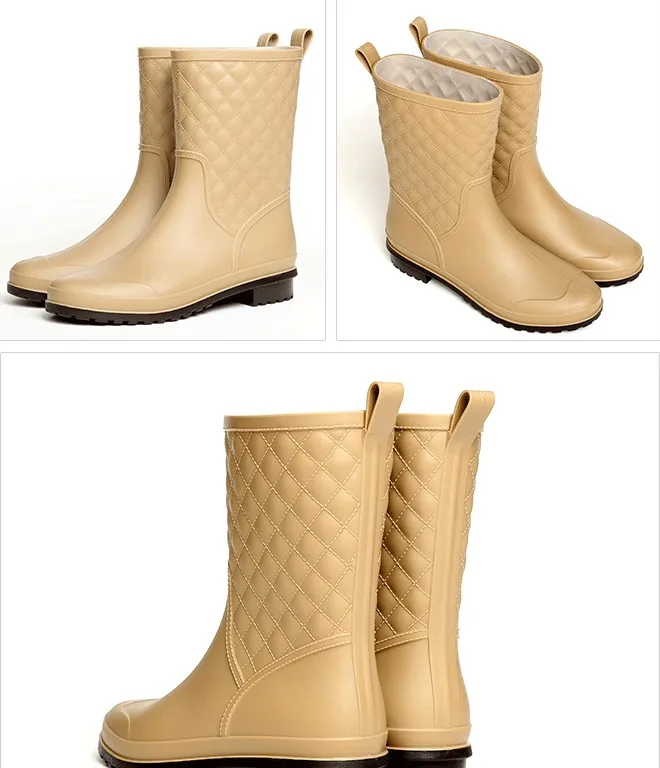 

MR CO Women boots design Boots Rain Boot Shoes Woman Solid Rubber Waterproof Flats Fashion Shoes