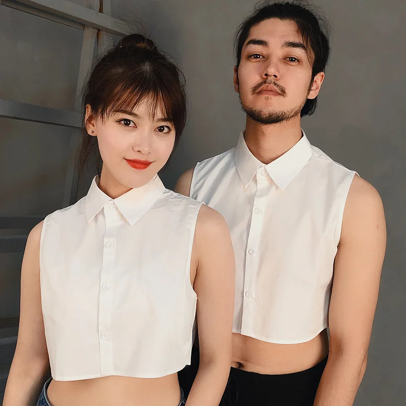 Женская блузка с воротником обманкой белая однотонная хлопковая черная со