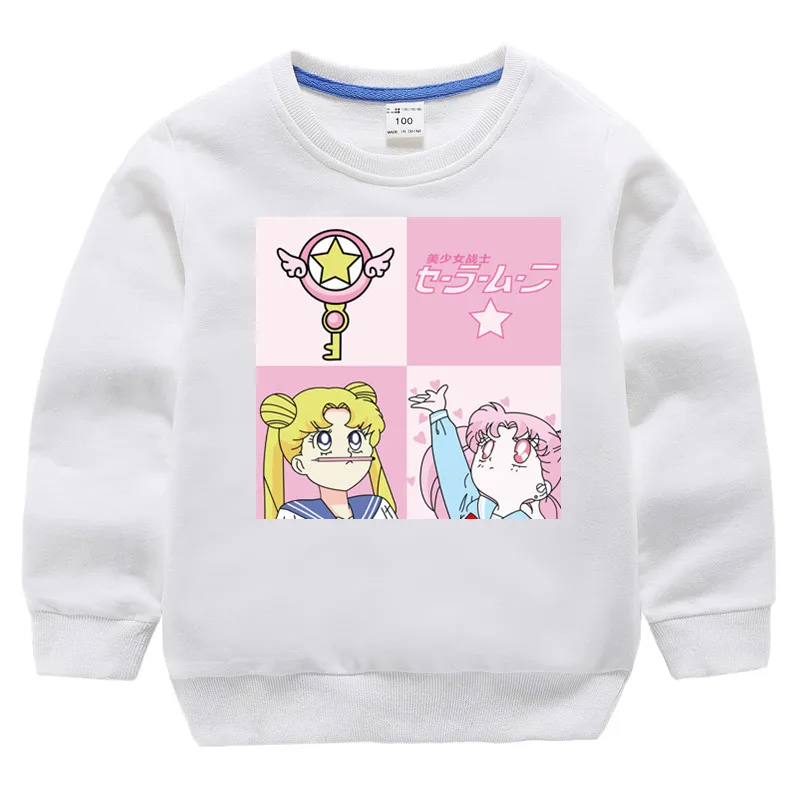 Детский хлопковый пуловер с принтом Сейлор Мун для девочек топы маленьких