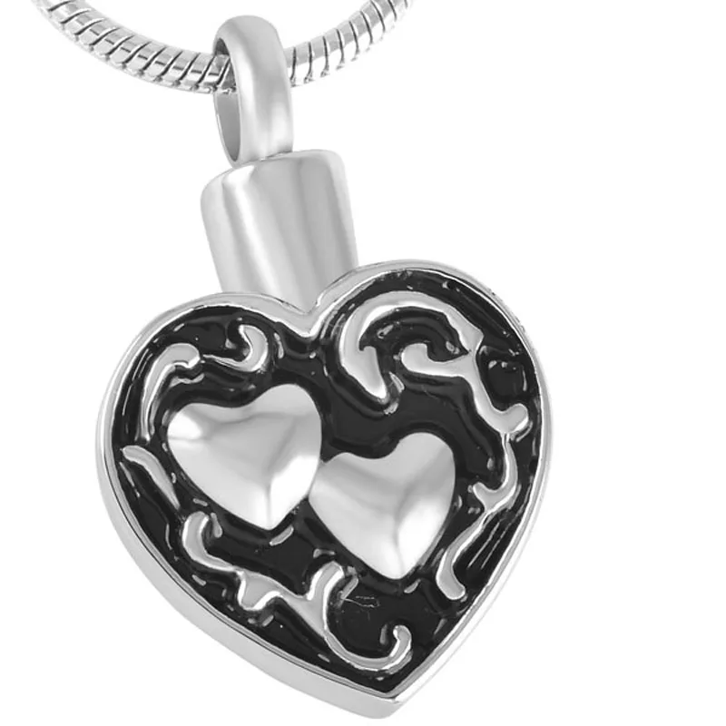 

IJD8539 Stainless Steel Double Hearts Cremation Jewelry for Ashes Urn Pendant Necklace for Human/Pet Ash Keepsake Jewelry