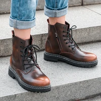 2021 chunky boots for men genuine leather non slip military ankle boots motorcycle men boots big size 38 45 lace up male shoes
