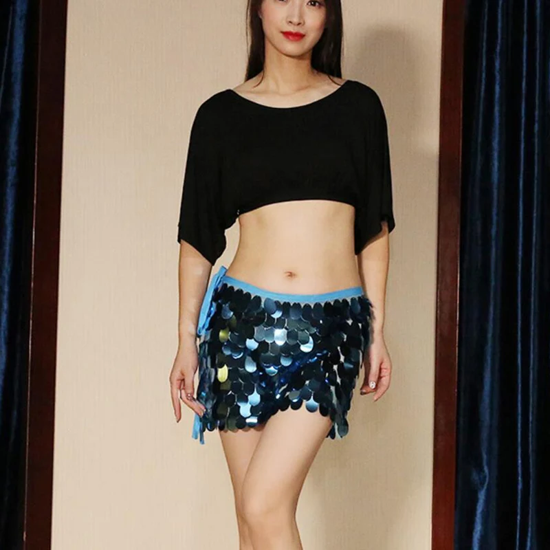 New Women's Belly Dancing Sequin Belt Colorful Waist Chain Dance Hip Scarf Solid Color Mermaid Skirt | Тематическая одежда и