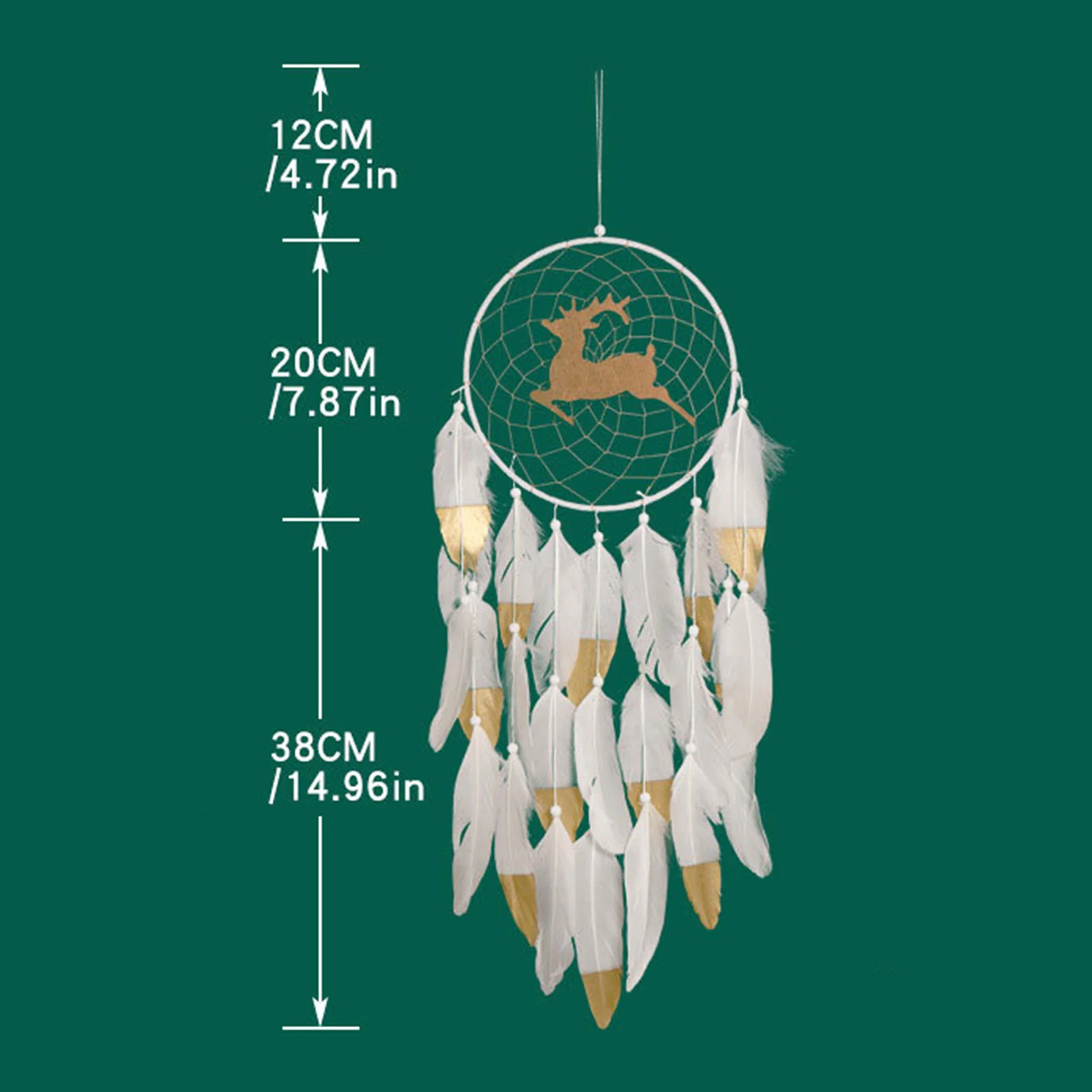 

2021 Creative Christmas Elk Dream Catcher Indian Hand-woven Gold Feather Tassel Wall Hanging Christmas High-end Home Ornament