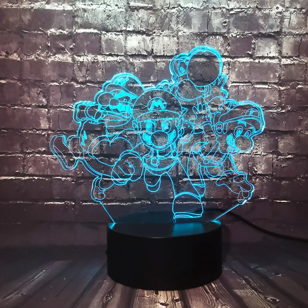 3D акриловый мультяшный светодиодный USB ночник игра Марио группа девушка декор
