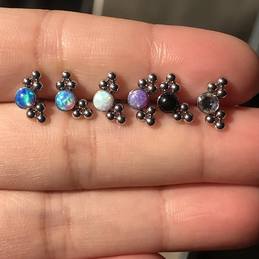 

Серьги-гвоздики из нержавеющей стали с опалом, 16 г, 6 шт.