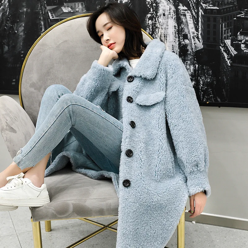 Женская зимняя верхняя одежда с мехом новинка 2019 года пальто из зернистой