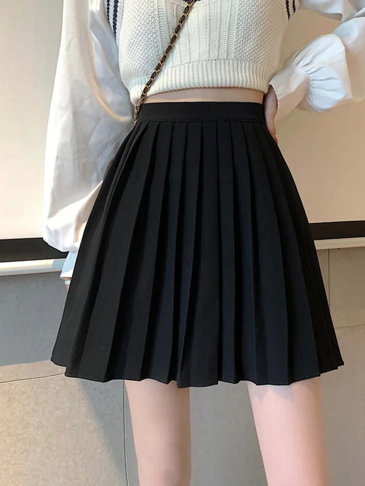 Женская кофейная плиссированная юбка с высокой талией новинка 2021 маленькая