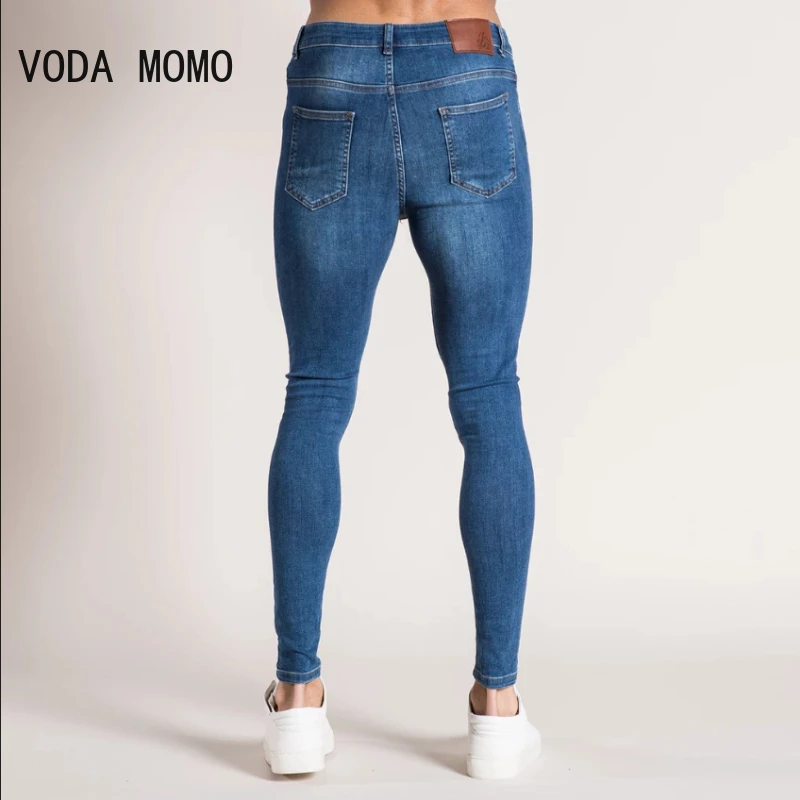 Джинсы для мужчин на пуговицах шорты с дырками Стрейчевые зауженные брюки из