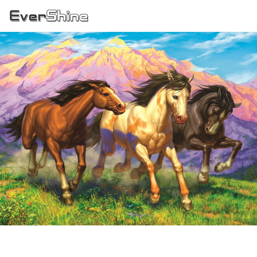 

Evershine Алмазная мозаика лошади искусство стены Алмазная живопись животные полная площадь вышивка крестиком Алмазная вышивка горы картина стразами подарок ручной работы