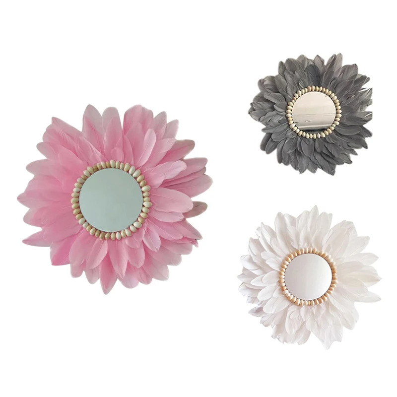 

Макраме перо зеркало настенное висящее настенное нордическое акриловое зеркало крыльцо креативная гостиная диван B & B Декор бохо