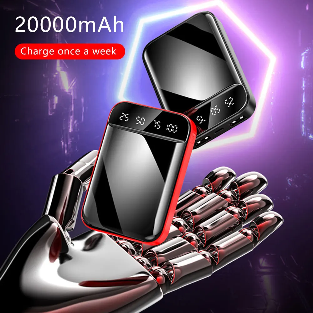 Мини Внешний аккумулятор 10000 мА/ч для iPhone 11 внешний светодиодный дисплей 20000