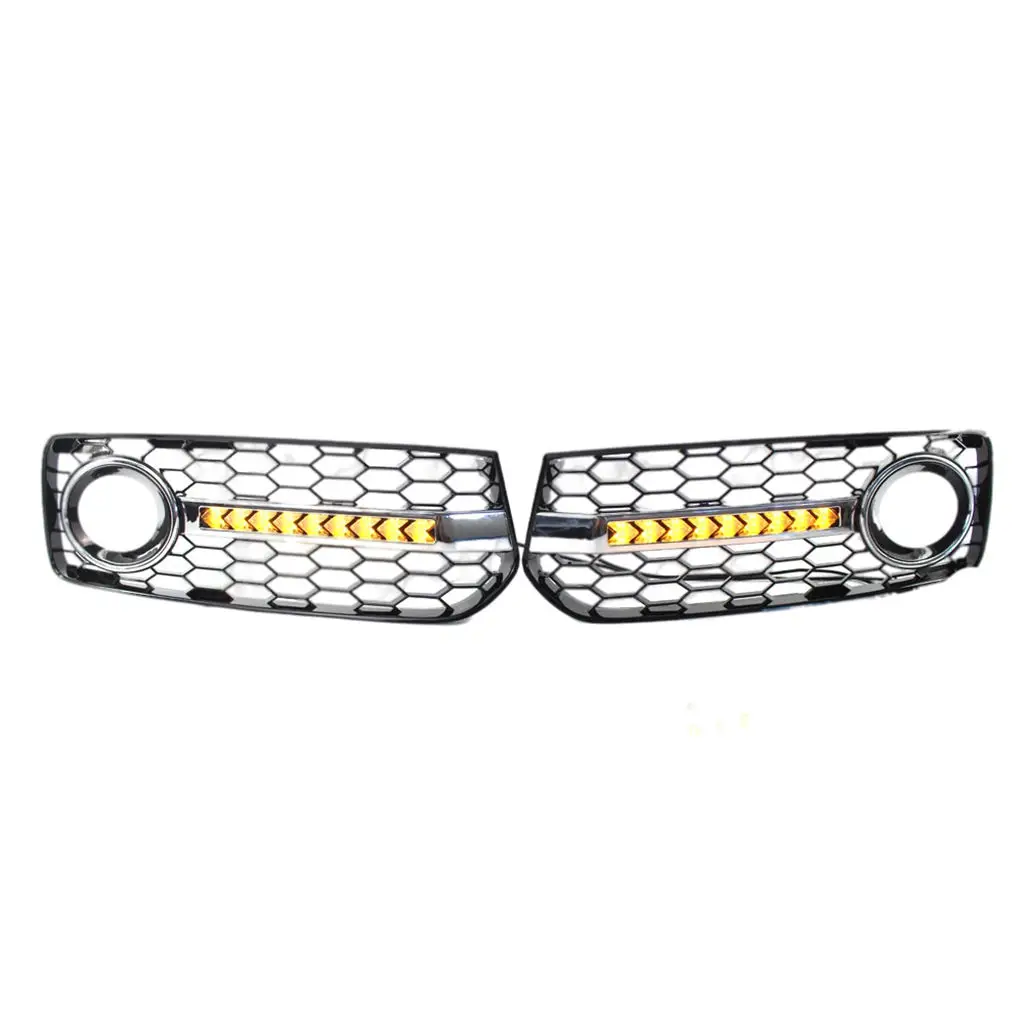 

Left & Right Car ABS Fog Light Grille Cover & LED Lights for A5 S Line