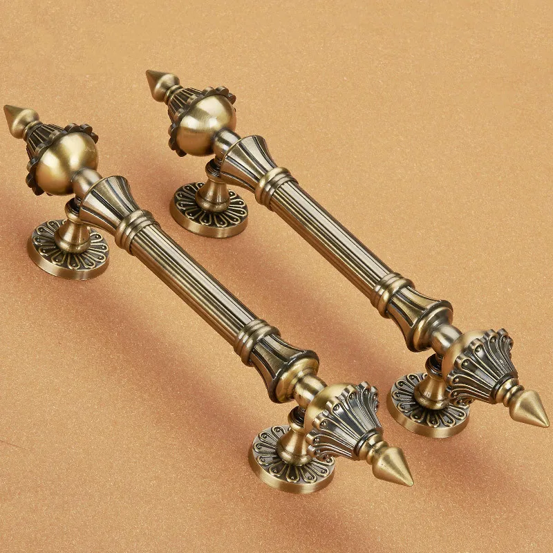 Дверные ручки Европейский в архаичном стиле медная дверь ручка чтобы открыть