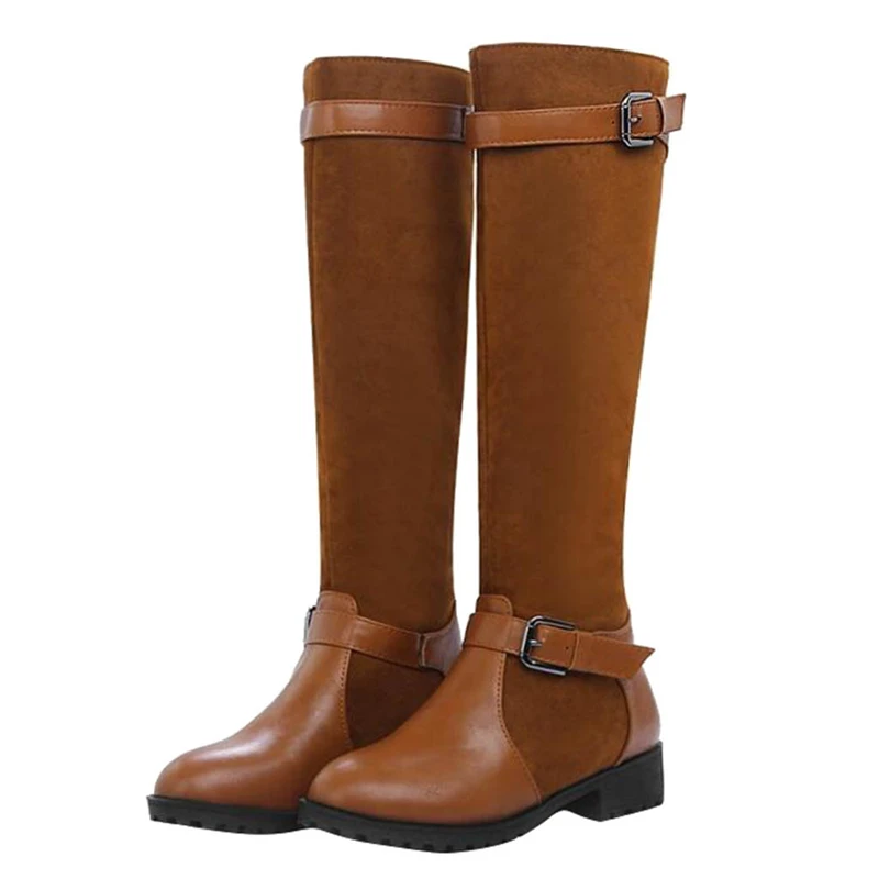 Женские теплые ботинки на квадратном каблуке Повседневные высокие сапоги до