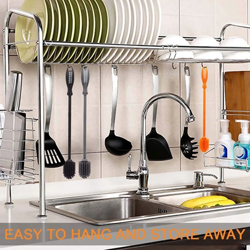 Силиконовая бутылка щетка с ручкой 15 дюймов силиконовая Чистящая Щетка для