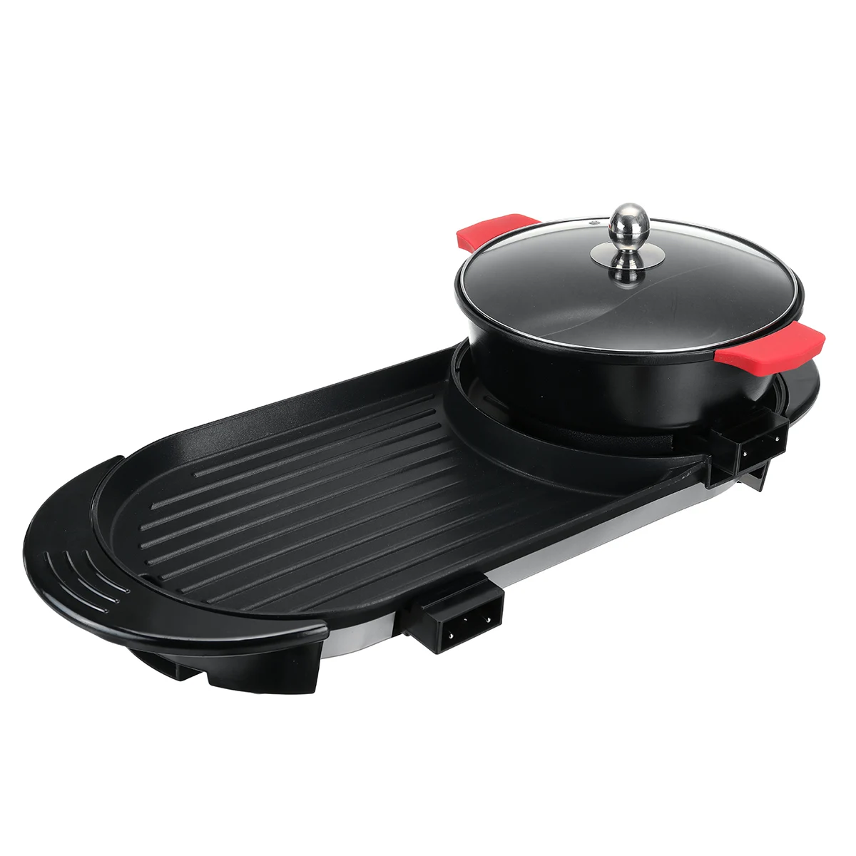 Купить 220 В 1350 Вт 2 в 1 Электрический горячий горшок печь бездымного барбекю машина дома угольный гриль для барбекю в помещении жаркое тарелка Мульт...