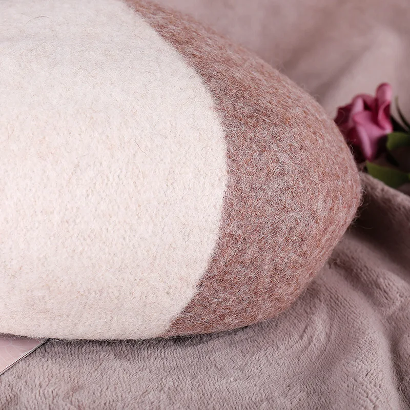 

Winter Ladies Beret Hat Cute Children Warm Beanie Painter Style Hat Female Warm Walking Cap Artist Beret Hat Patchwork Bonnet