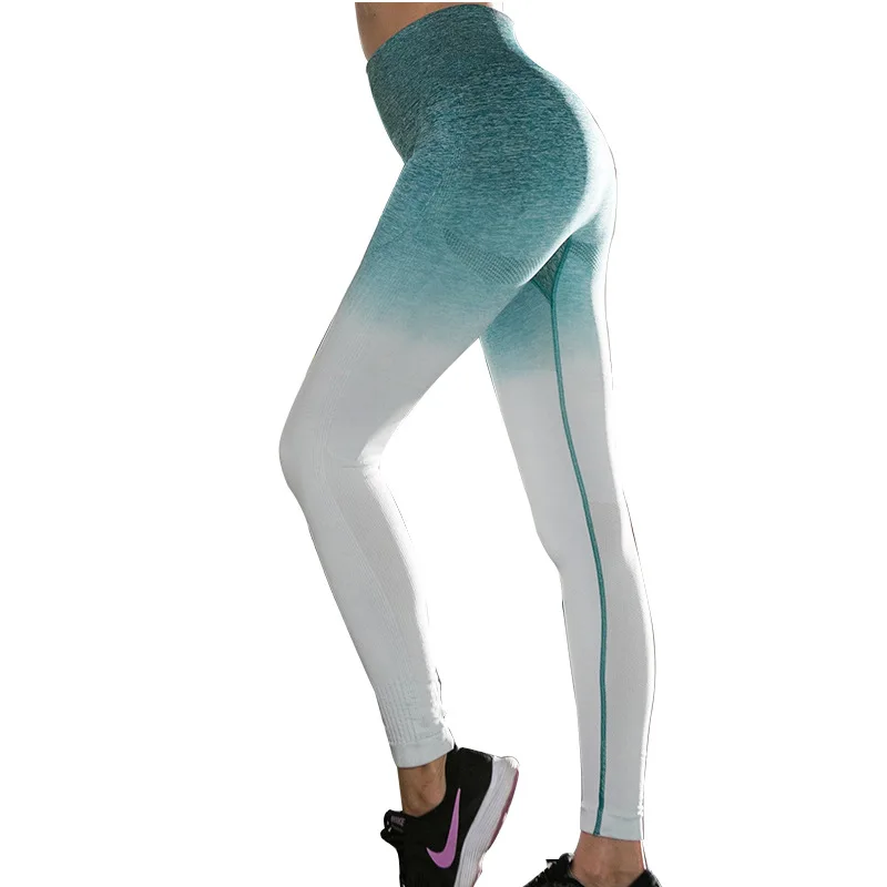 

Women Sports Gym Yoga Pants Compression Tights OMBRE Seamless Pants Stretchy High Waist Run Fitness Leggings Hip Push Up
