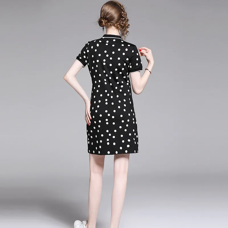 Женское платье в горошек с коротким рукавом выше колена | Женская одежда