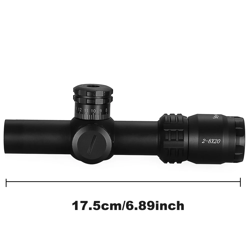 Сетчатый прицел с красной и зеленой подсветкой 2-8x20 тактический оптический