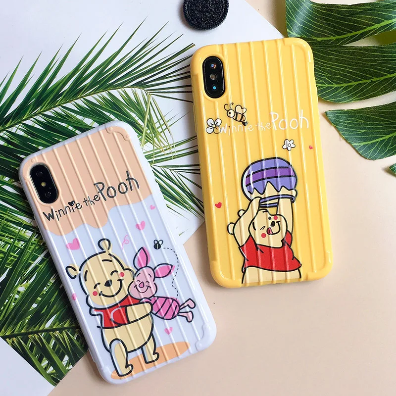 

Cute Cartoon Bear Pattern Phone Case for iPhone 6 6S 6 Plus Stripe Shell for iPhone 7 8 XR XS/XS MAX 7/8 Plus Soft Phone Cover