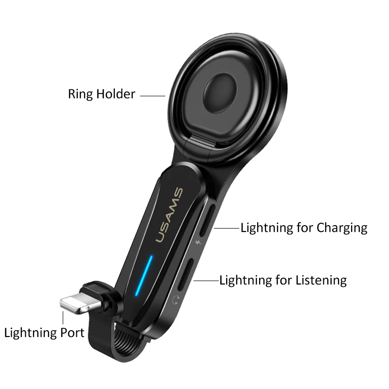 USAMS Тип C 3,5 мм Aux адаптер type-c OTG Аудио адаптер для samsung S10 S9 USB C к type C двойной QC PD 3,0 адаптер быстрой зарядки - Цвет: For iPhone Adapter