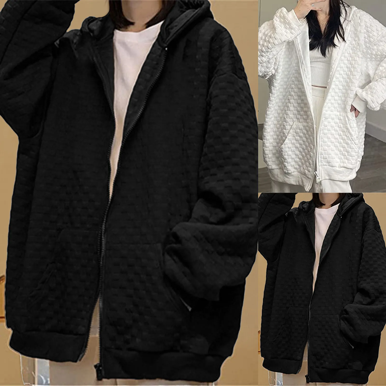 

Женская толстовка с длинным рукавом, на молнии, свободного покроя