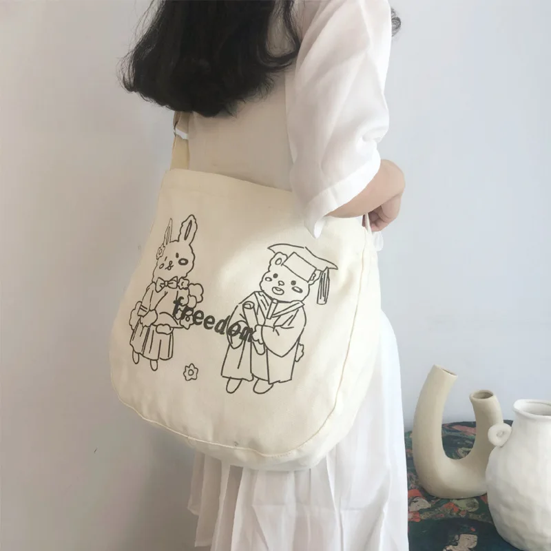 Youda Классический корейский стиль сумки мессенджеры мультяшный узор милая дикая